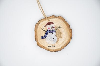 Ornament - Snowman Log Slice