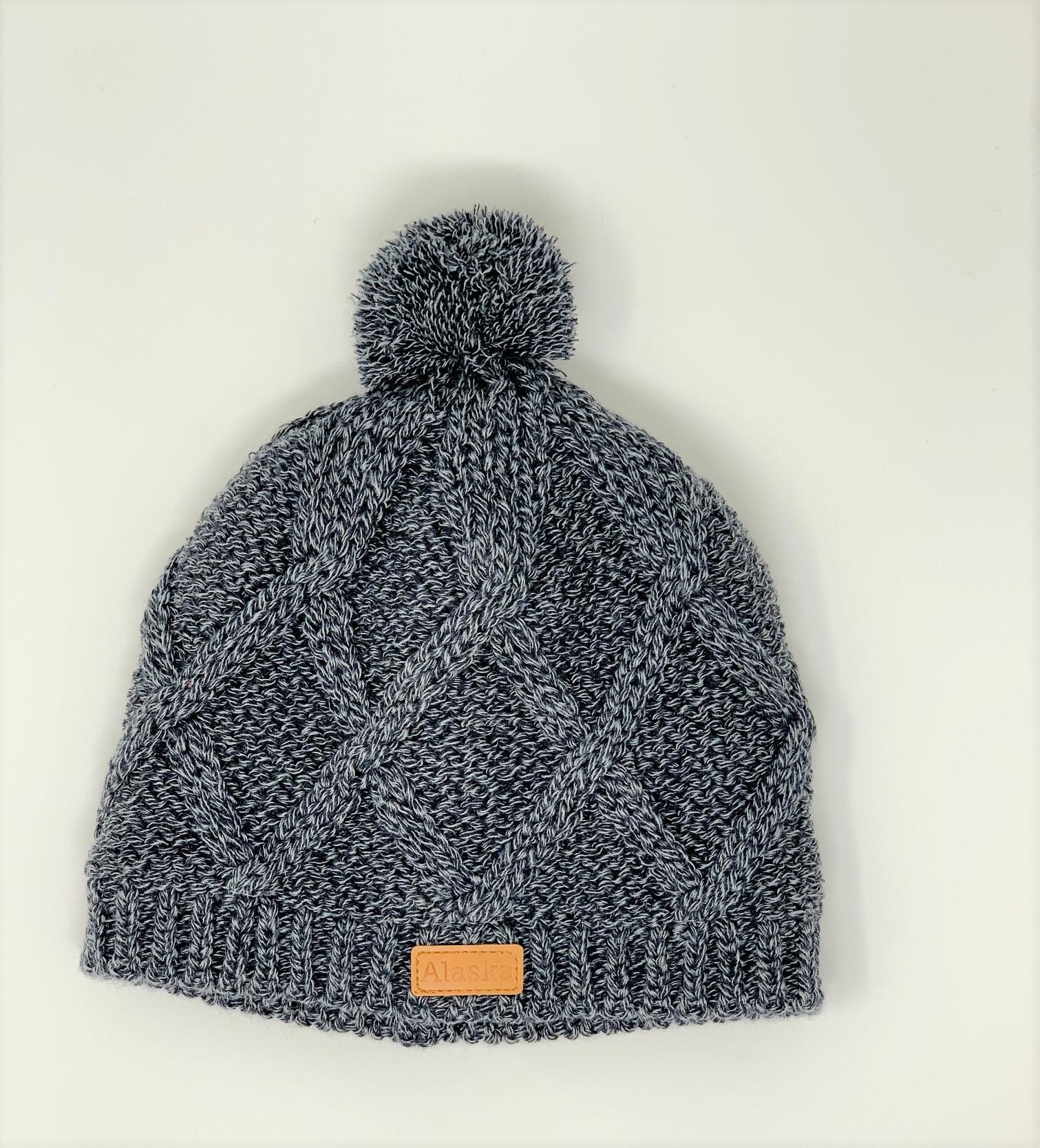  Knit Hat- Pom Pom Alaska Patch