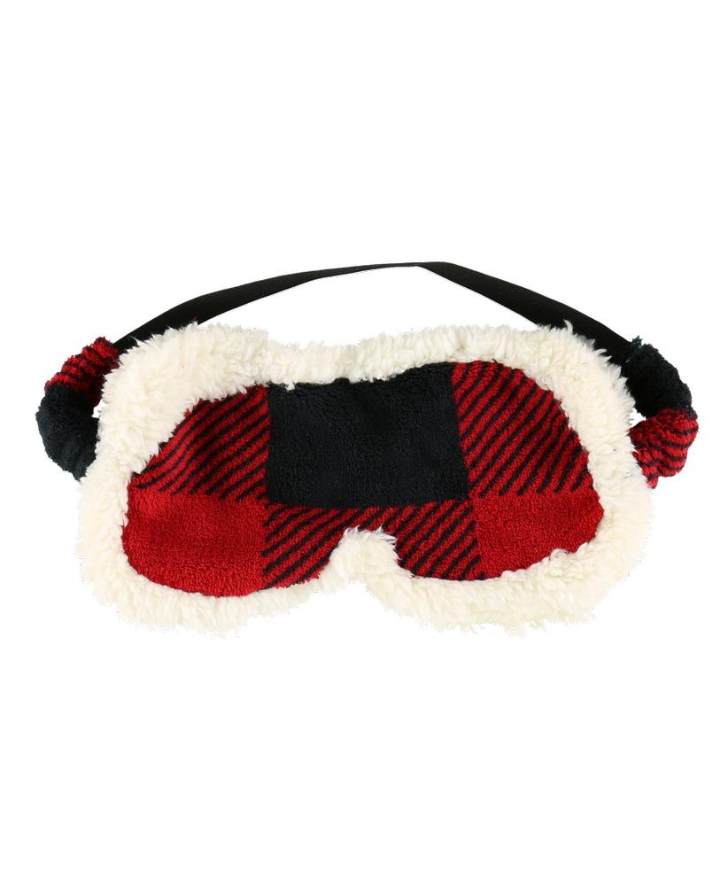  Red Plaid Sherpa Sleep Mask