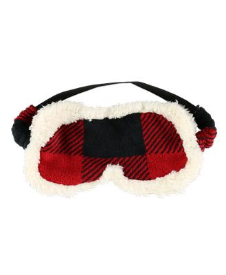 Red Plaid Sherpa Sleep Mask