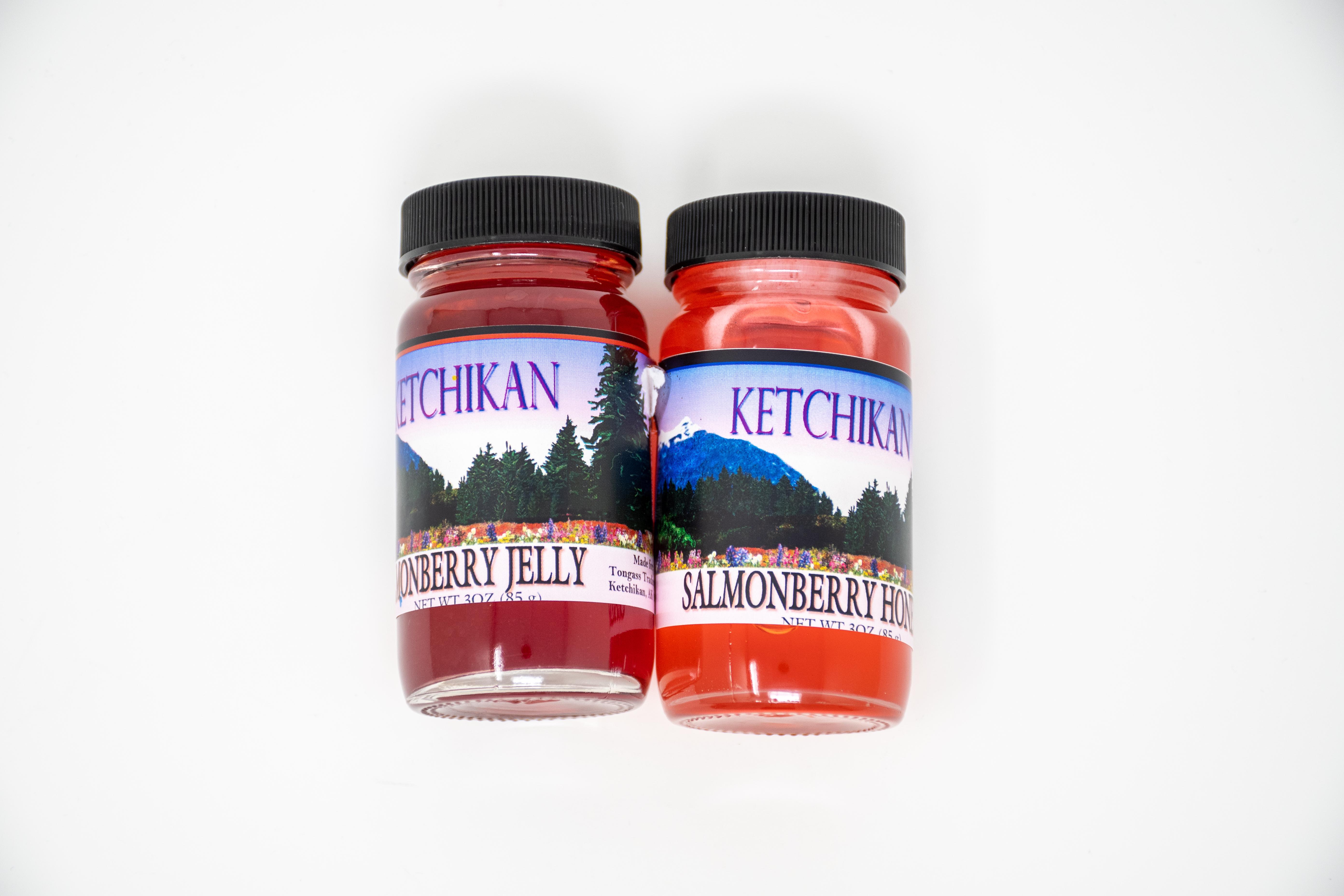 Tongass Trading Company Alaska Souvenirs 2 Pack Salmonberry Jelly/honey