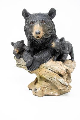 Black Bear W/ 2 Cubs + Stump
