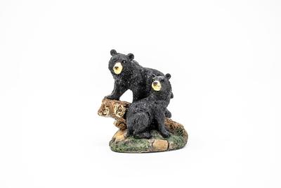 2 Black Bears On Stump