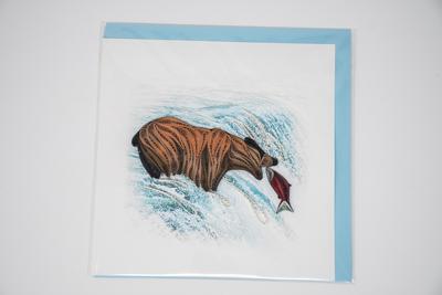 Note Card - Bear Catching Salmon
