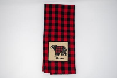 Kit. Towel- Buffalo Plaid Bear