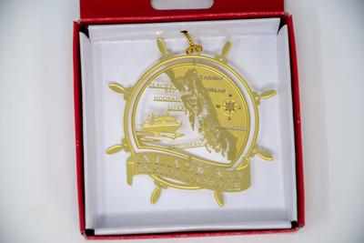 Brass Ornament - Ships Wheel W/map