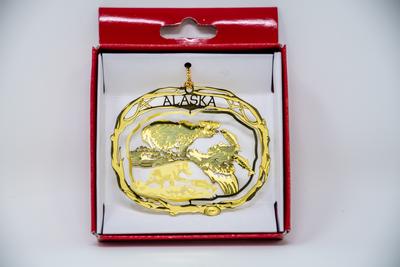 Brass Ornament- Ak Grizzly W/ Fish