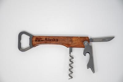 Dark Wood Wine Tool W/bear