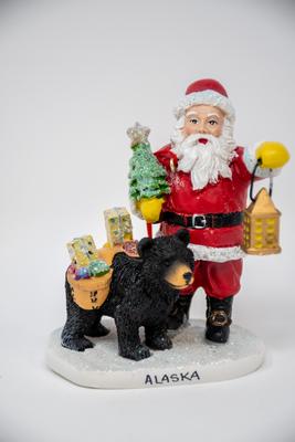 Ornament - Santa W/ Blk Bear