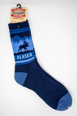 Moose Landscape Blue Sock