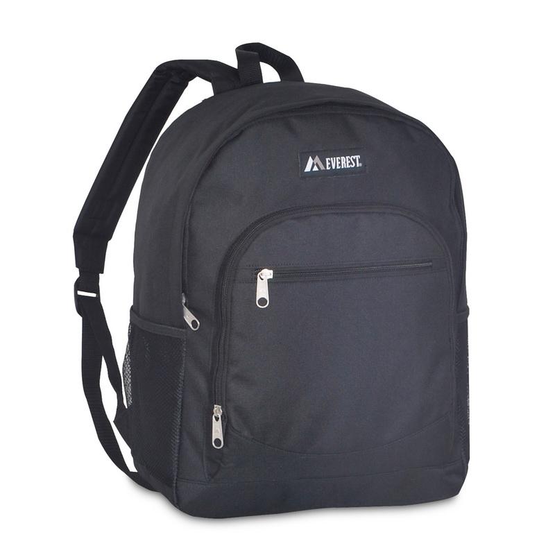  Casual Backpack W/Side Mesh Pocket : Black