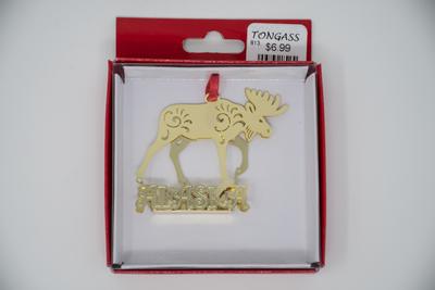 Ornament- Gold 3d Moose W/ak