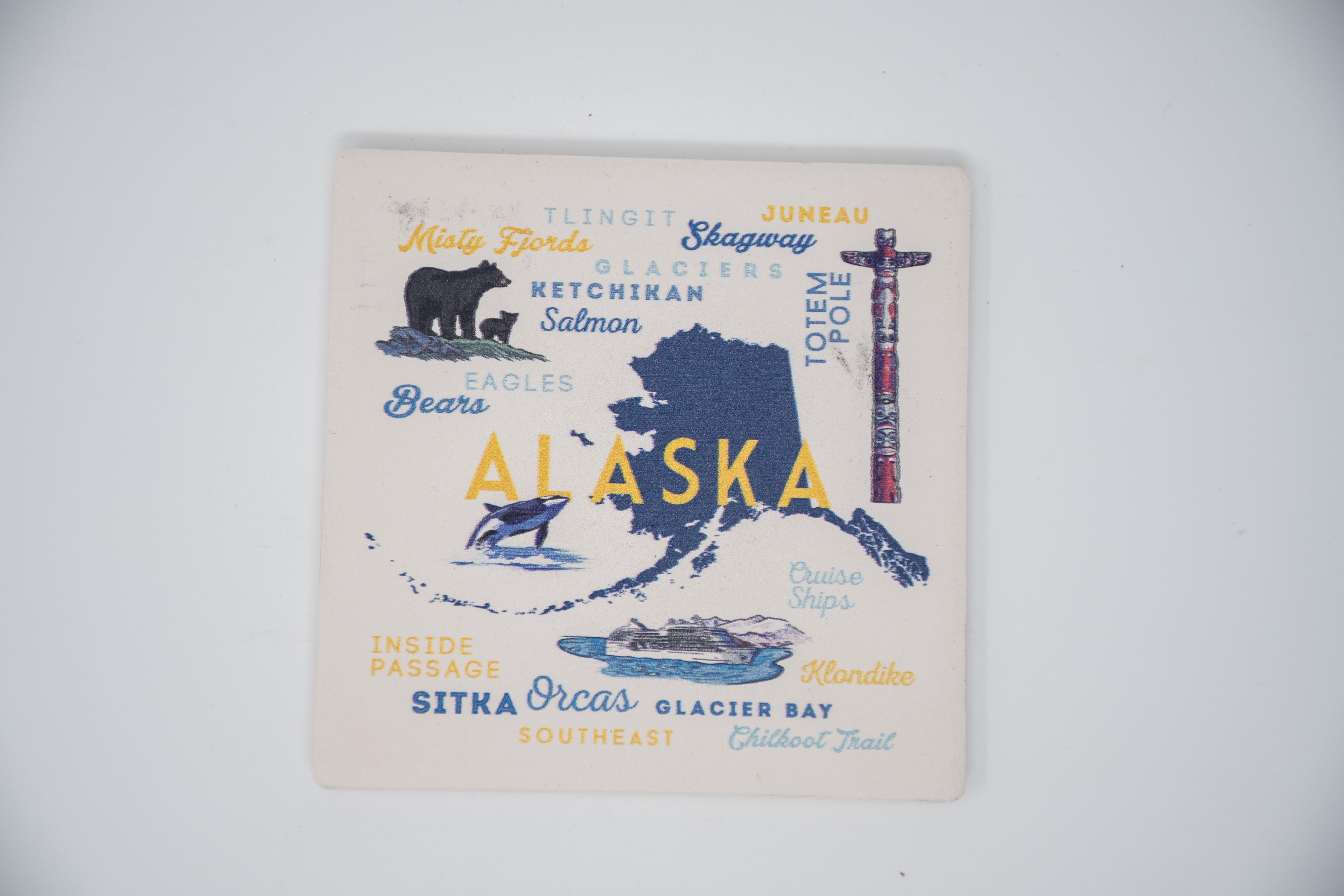  Alaska Topo + Icons Coaster