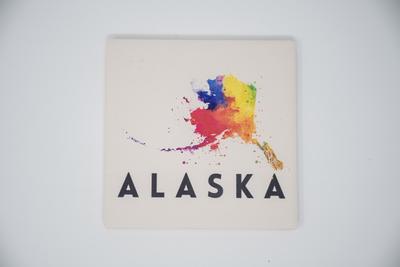 Watercolor State Of Ak Coaster