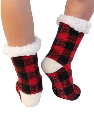 Red Plaid Plush Sock