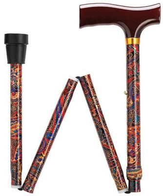 Adjustable Travel Folding Cane - Paisley