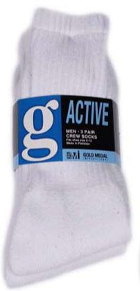  Gmi Socks : Crew - Solid White (3pk)