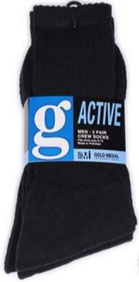 Gmi Active Socks: Crew - Black (3pk)