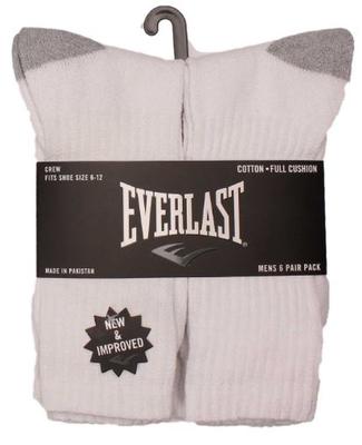 Everlast Socks: Crew - White W/ Grey Heel (6pk)