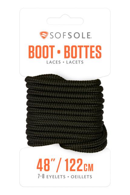  Sof Sole : Round Boot Lace - Black Waxed 48 In