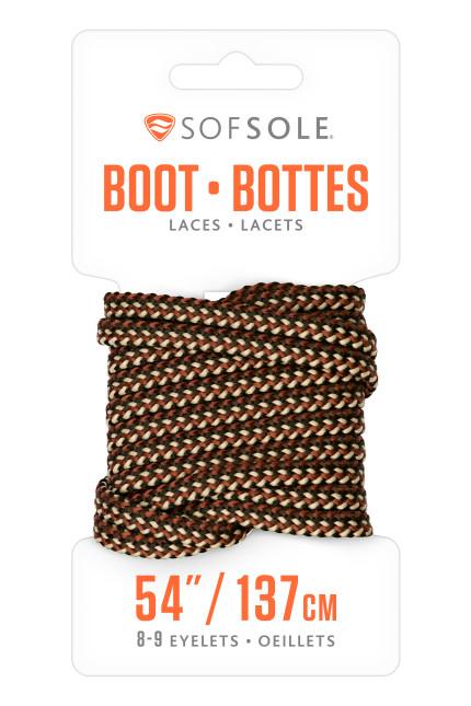  Sof Sole : Round Boot Lace - Blk/Tan Waxed 60 