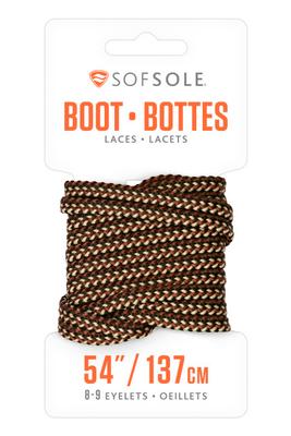 Sof Sole: Round Boot Lace - Blk/tan Waxed 60
