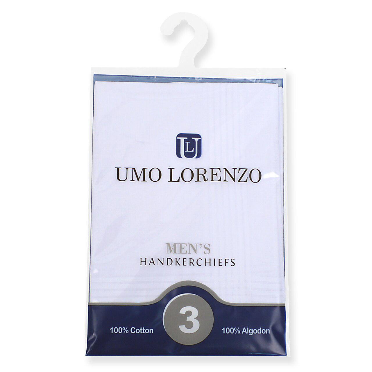  Umo Lorenzo 3pk Handkerchiefs - White
