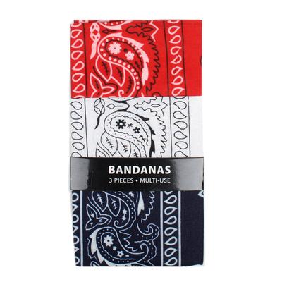 Bandanas 3pk: Paisley - Red/white/navy