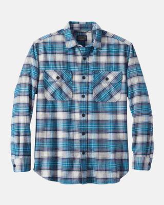 Burnside Flannel Shirt: Turq/navy/grey Plaid
