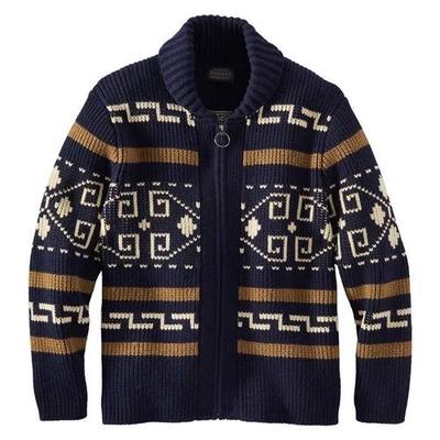 The Original Westerly F/z Sweater - Navy/brown
