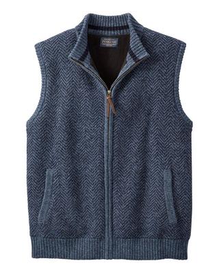 Shetland Zip Vest: Navy Heather