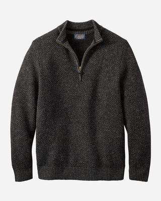 Shetland Qtr Zip: Black Heather