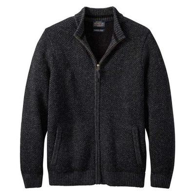 Shetland F/z Sweater: Black Heather