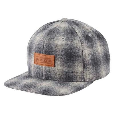 Logo Flat Brim Hat - Tan/grey Ombre Plaid