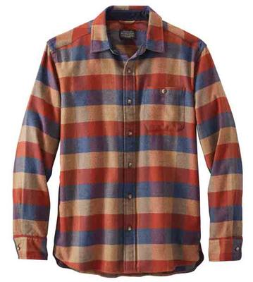 Fremont Flannel Shirt: Brick/brown/navy Check