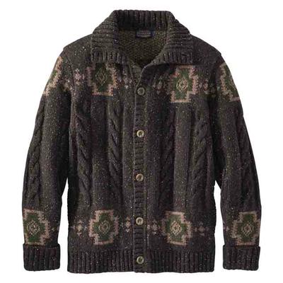 Cable Jacquard Cardigan: Brown Donegal