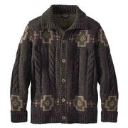 Cable Jacquard Cardigan: Brown Donegal