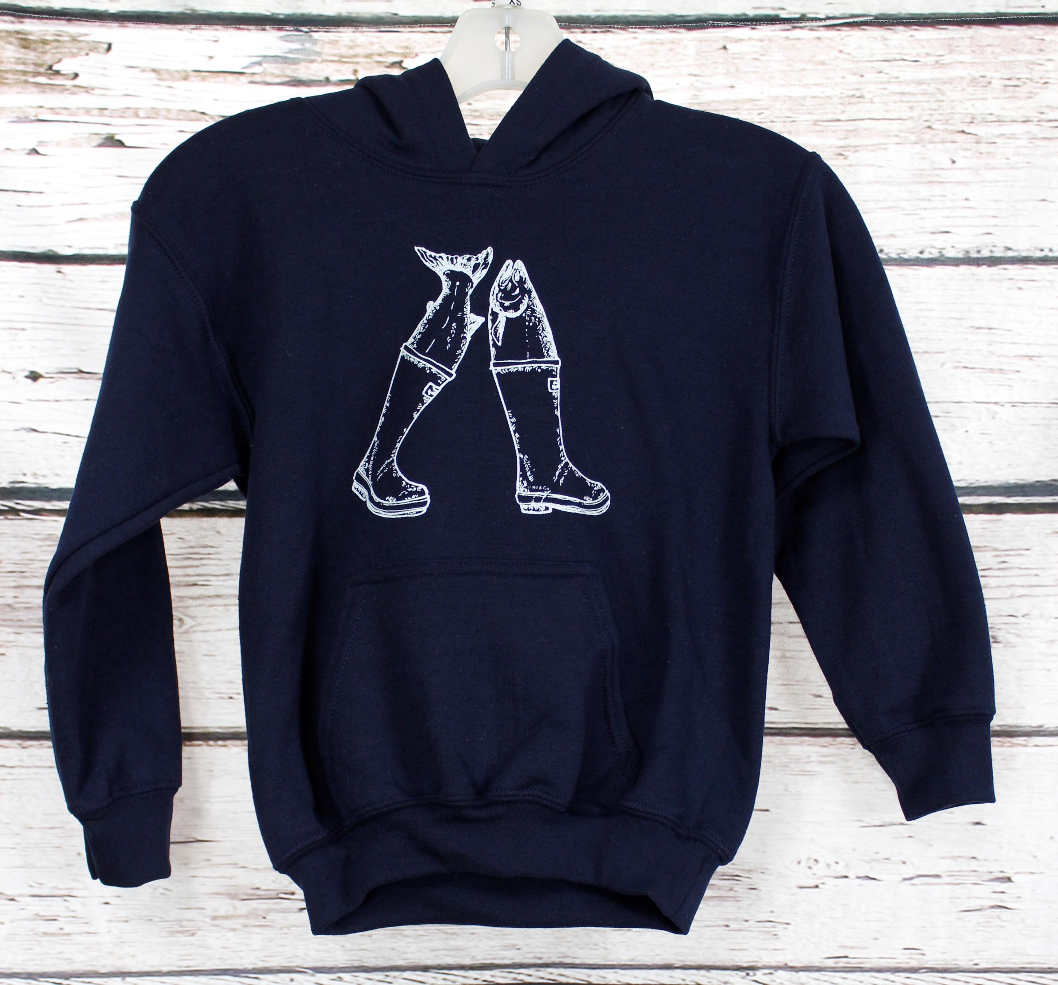  Youth Hoodie Boots/Fish - Navy
