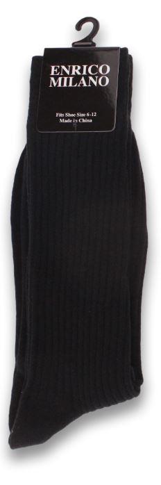  Enrico Milano : Dress Sock (1pr): Size 10- 13/Black