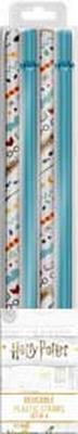 Reusable Plastic Straw 4pc: Harry Potter Icon Stripe Pattern