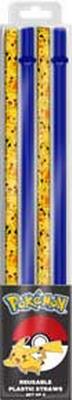 Reusable Plastic Straw 4pc: Pokemon Pika Face Triangle