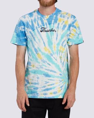 Thanks Wash S/s Tee - Tie Dye Blue