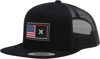 Destination Flat Trucker Hat: Usa - Black