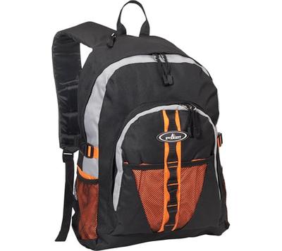 Backpack W/ Dual Mesh Pocket: Orange/gray-black