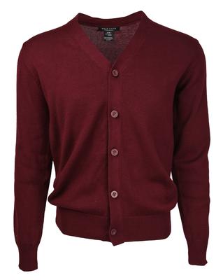 Solid Button Cardigan - Burgundy