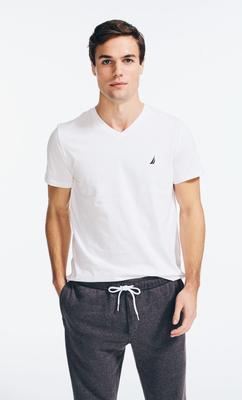 V-neck Solid S/s Tee - Bright White