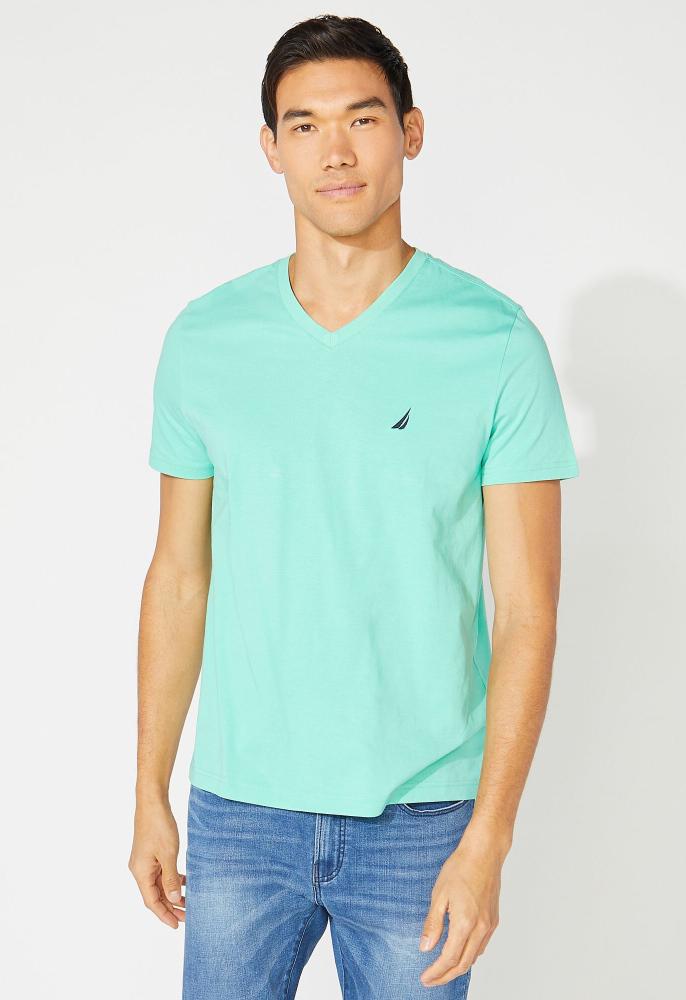  V- Neck Solid S/S Tee - Mint Spring