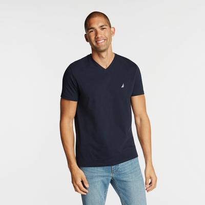 V-neck Solid S/s Tee - Navy