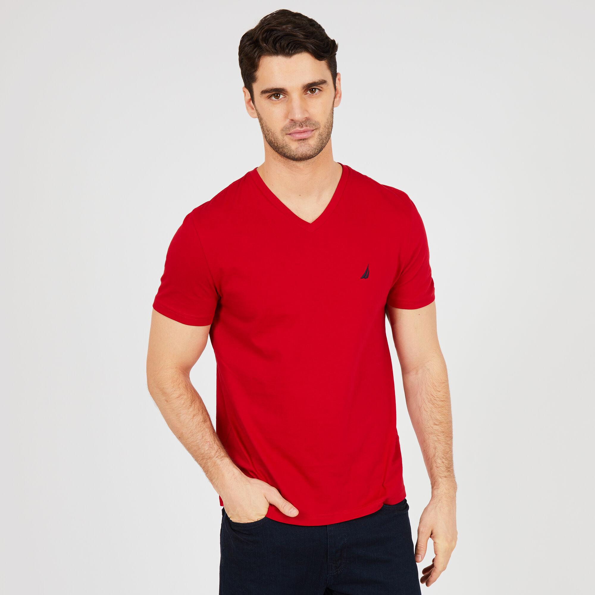  V- Neck Solid S/S Tee - Nautica Red