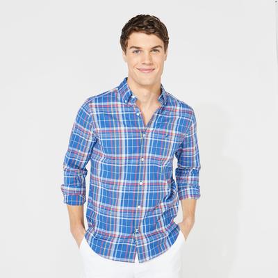 Navtech L/s Woven Shirt (b&t): Plaid - Wind Surf Blue